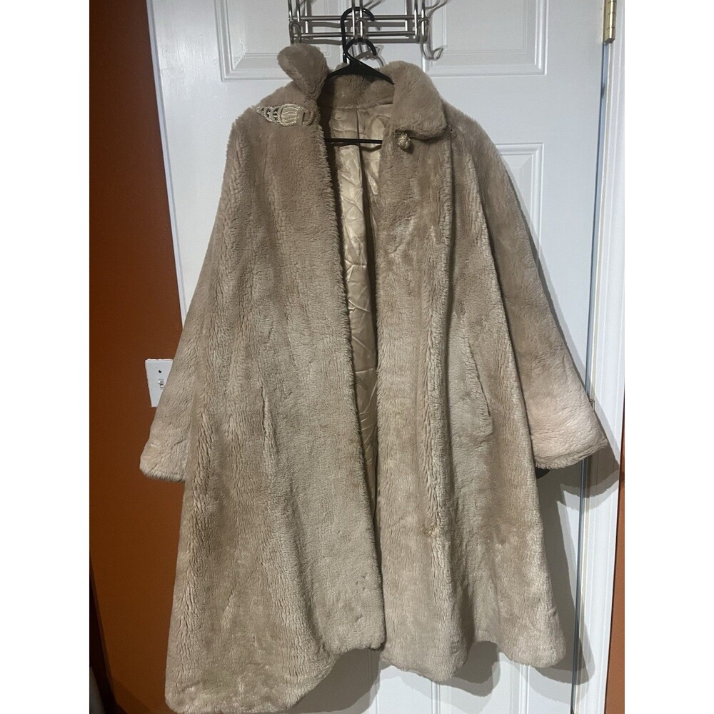 VINTAGE Princetons Super Ollegro  Halldon Faux Fur Coat Tailored Womens Long